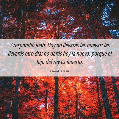 Picture 06 - 2 Samuel 18:20 RVA - Y respondió Joab: Hoy no llevarás las nuevas: - Bible Verse Picture