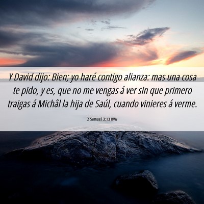 Picture 06 - 2 Samuel 3:13 RVA - Y David dijo: Bien; yo haré contigo alianza: mas - Bible Verse Picture