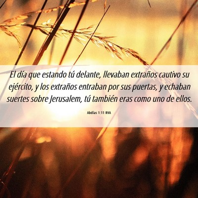 Picture 06 - Abdías 1:11 RVA - El día que estando tú delante, llevaban - Bible Verse Picture