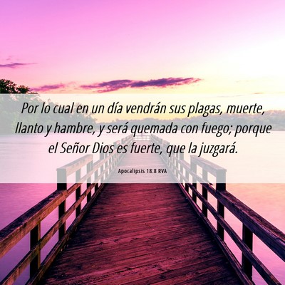 Picture 06 - Apocalipsis 18:8 RVA - Por lo cual en un día vendrán sus plagas, - Bible Verse Picture