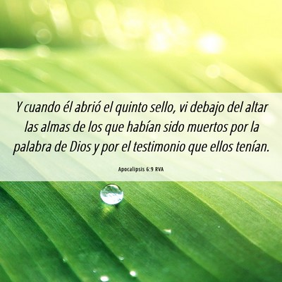 Picture 06 - Apocalipsis 6:9 RVA - Y cuando él abrió el quinto sello, vi debajo - Bible Verse Picture