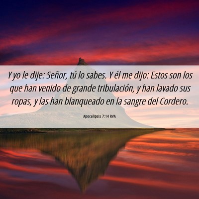 Picture 06 - Apocalipsis 7:14 RVA - Y yo le dije: Señor, tú lo sabes. Y él me - Bible Verse Picture