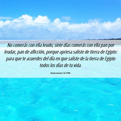 Picture 06 - Deuteronomio 16:3 RVA - No comerás con ella leudo; siete días comerás - Bible Verse Picture