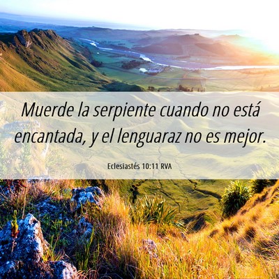 Picture 06 - Eclesiastés 10:11 RVA - Muerde la serpiente cuando no está encantada, y - Bible Verse Picture