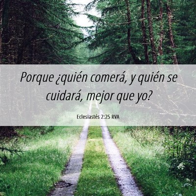Picture 06 - Eclesiastés 2:25 RVA - Porque ¿quién comerá, y quién se cuidará, - Bible Verse Picture