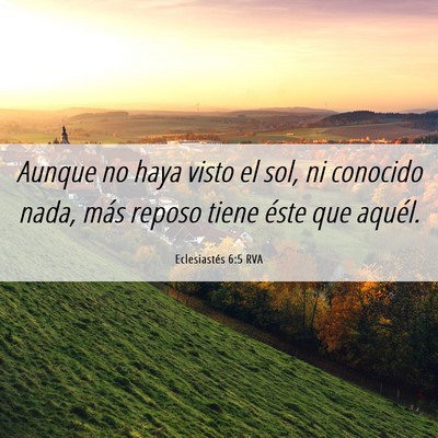 Picture 06 - Eclesiastés 6:5 RVA - Aunque no haya visto el sol, ni conocido nada, - Bible Verse Picture