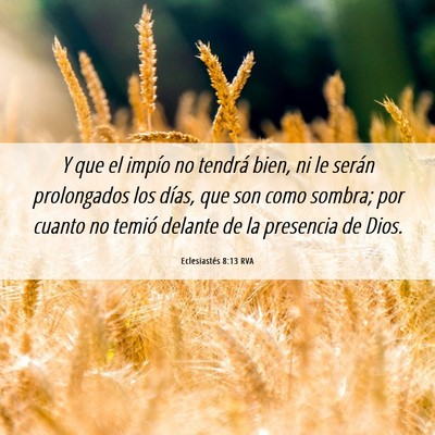 Picture 06 - Eclesiastés 8:13 RVA - Y que el impío no tendrá bien, ni le serán - Bible Verse Picture