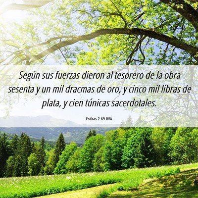 Picture 06 - Esdras 2:69 RVA - Según sus fuerzas dieron al tesorero de la obra - Bible Verse Picture
