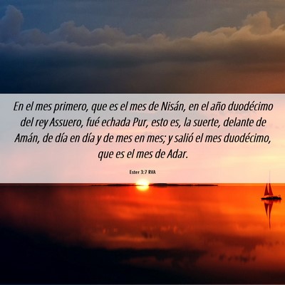 Picture 06 - Ester 3:7 RVA - En el mes primero, que es el mes de Nisán, en el - Bible Verse Picture