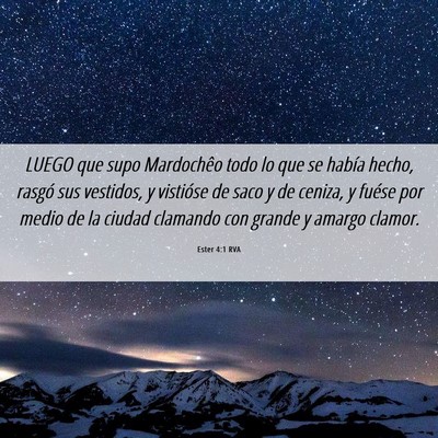 Picture 06 - Ester 4:1 RVA - LUEGO que supo Mardochêo todo lo que se había - Bible Verse Picture