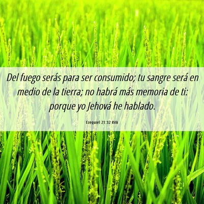 Picture 06 - Ezequiel 21:32 RVA - Del fuego serás para ser consumido; tu sangre - Bible Verse Picture