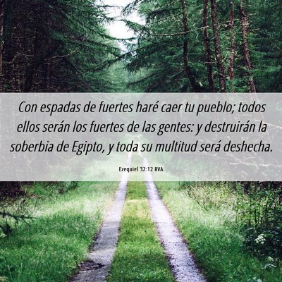 Picture 06 - Ezequiel 32:12 RVA - Con espadas de fuertes haré caer tu pueblo; - Bible Verse Picture