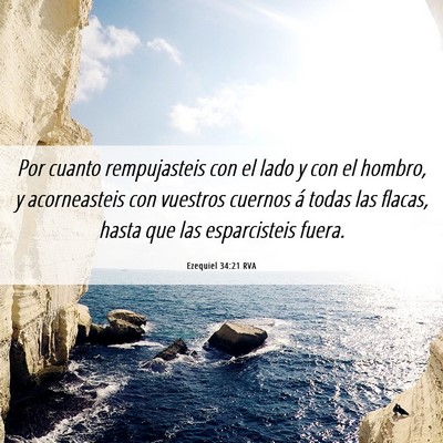 Picture 06 - Ezequiel 34:21 RVA - Por cuanto rempujasteis con el lado y con el - Bible Verse Picture