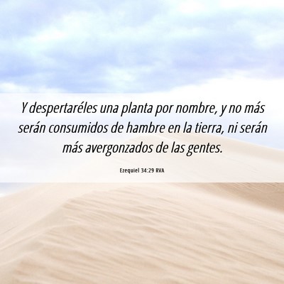 Picture 06 - Ezequiel 34:29 RVA - Y despertaréles una planta por nombre, y no más - Bible Verse Picture