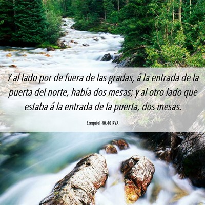 Picture 06 - Ezequiel 40:40 RVA - Y al lado por de fuera de las gradas, á la - Bible Verse Picture