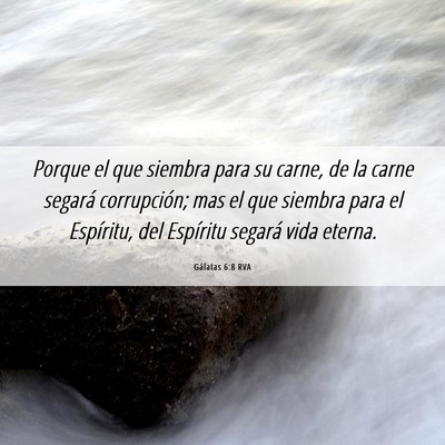 Picture 06 - Gálatas 6:8 RVA - Porque el que siembra para su carne, de la carne - Bible Verse Picture