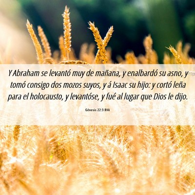 Picture 06 - Génesis 22:3 RVA - Y Abraham se levantó muy de mañana, y - Bible Verse Picture