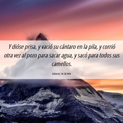 Picture 06 - Génesis 24:20 RVA - Y dióse prisa, y vació su cántaro en la pila, - Bible Verse Picture