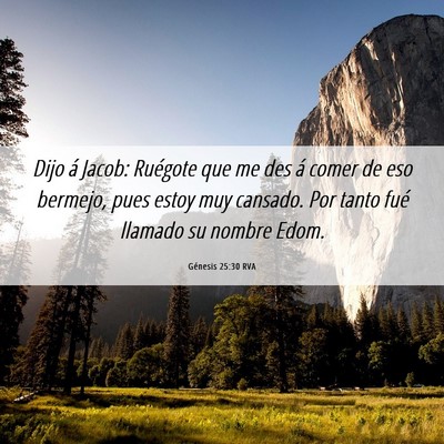 Picture 06 - Génesis 25:30 RVA - Dijo á Jacob: Ruégote que me des á comer de - Bible Verse Picture
