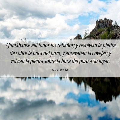 Picture 06 - Génesis 29:3 RVA - Y juntábanse allí todos los rebaños; y - Bible Verse Picture