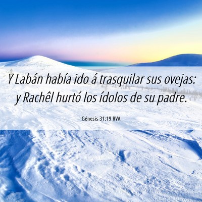 Picture 06 - Génesis 31:19 RVA - Y Labán había ido á trasquilar sus ovejas: y - Bible Verse Picture