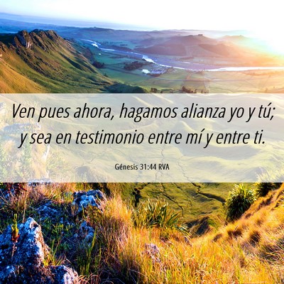 Picture 06 - Génesis 31:44 RVA - Ven pues ahora, hagamos alianza yo y tú; y sea - Bible Verse Picture