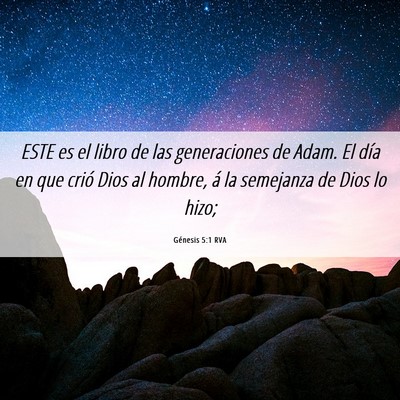 Picture 06 - Génesis 5:1 RVA - ESTE es el libro de las generaciones de Adam. El - Bible Verse Picture