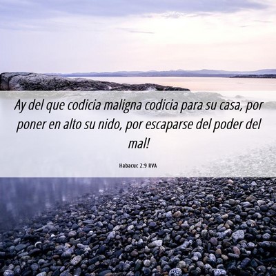 Picture 06 - Habacuc 2:9 RVA - Ay del que codicia maligna codicia para su casa, - Bible Verse Picture