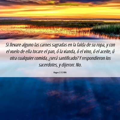 Picture 06 - Hageo 2:12 RVA - Si llevare alguno las carnes sagradas en la falda - Bible Verse Picture