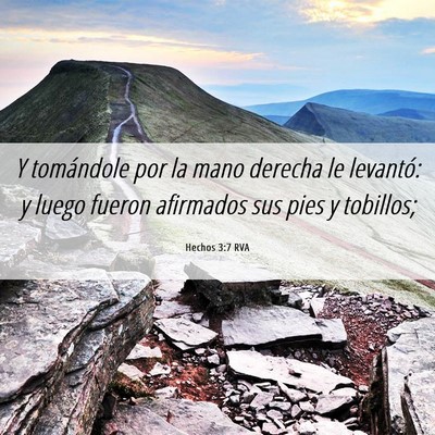 Picture 06 - Hechos 3:7 RVA - Y tomándole por la mano derecha le levantó: y - Bible Verse Picture