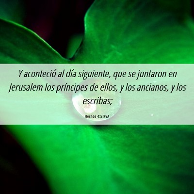 Picture 06 - Hechos 4:5 RVA - Y aconteció al día siguiente, que se juntaron - Bible Verse Picture