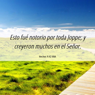Picture 06 - Hechos 9:42 RVA - Esto fué notorio por toda Joppe; y creyeron - Bible Verse Picture