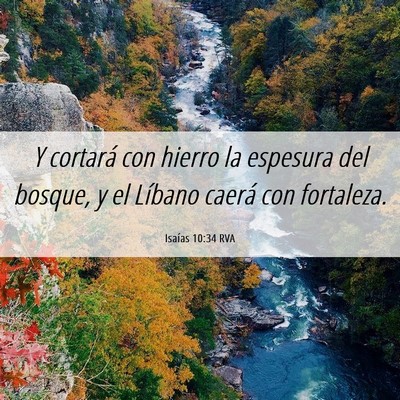 Picture 06 - Isaías 10:34 RVA - Y cortará con hierro la espesura del bosque, y - Bible Verse Picture