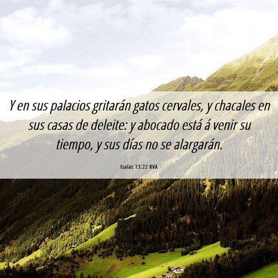 Picture 06 - Isaías 13:22 RVA - Y en sus palacios gritarán gatos cervales, y - Bible Verse Picture