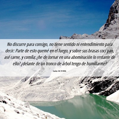 Picture 06 - Isaías 44:19 RVA - No discurre para consigo, no tiene sentido ni - Bible Verse Picture