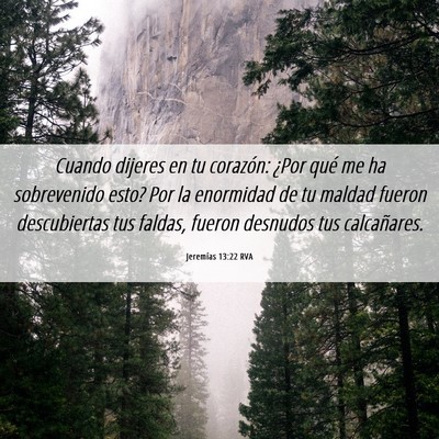 Picture 06 - Jeremías 13:22 RVA - Cuando dijeres en tu corazón: ¿Por qué me ha - Bible Verse Picture