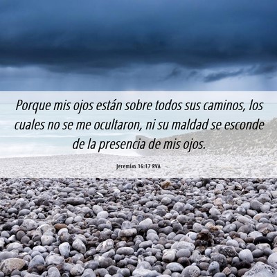 Picture 06 - Jeremías 16:17 RVA - Porque mis ojos están sobre todos sus caminos, - Bible Verse Picture
