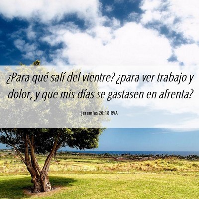 Picture 06 - Jeremías 20:18 RVA - ¿Para qué salí del vientre? ¿para ver trabajo - Bible Verse Picture