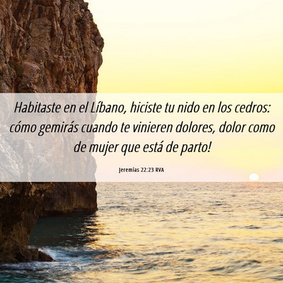 Picture 06 - Jeremías 22:23 RVA - Habitaste en el Líbano, hiciste tu nido en los - Bible Verse Picture
