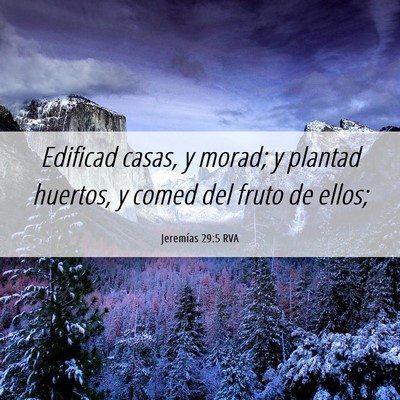 Picture 06 - Jeremías 29:5 RVA - Edificad casas, y morad; y plantad huertos, y - Bible Verse Picture