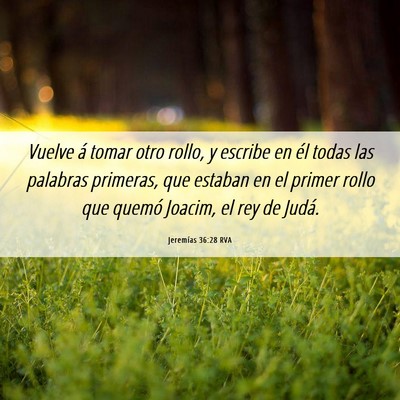 Picture 06 - Jeremías 36:28 RVA - Vuelve á tomar otro rollo, y escribe en él - Bible Verse Picture