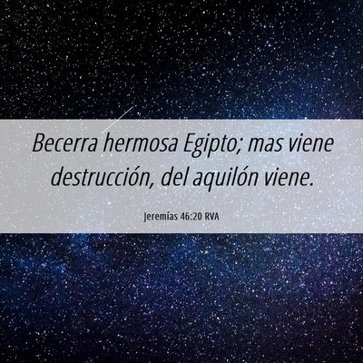 Picture 06 - Jeremías 46:20 RVA - Becerra hermosa Egipto; mas viene destrucción, - Bible Verse Picture