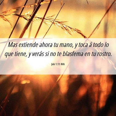 Picture 06 - Job 1:11 RVA - Mas extiende ahora tu mano, y toca á todo lo que - Bible Verse Picture