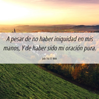 Picture 06 - Job 16:17 RVA - A pesar de no haber iniquidad en mis manos, Y de - Bible Verse Picture