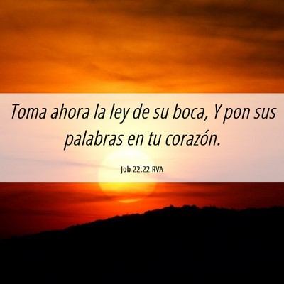 Picture 06 - Job 22:22 RVA - Toma ahora la ley de su boca, Y pon sus palabras - Bible Verse Picture