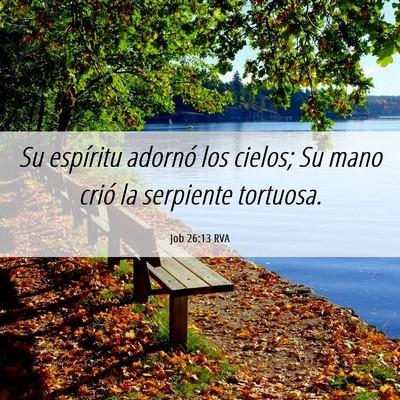 Picture 06 - Job 26:13 RVA - Su espíritu adornó los cielos; Su mano crió la - Bible Verse Picture