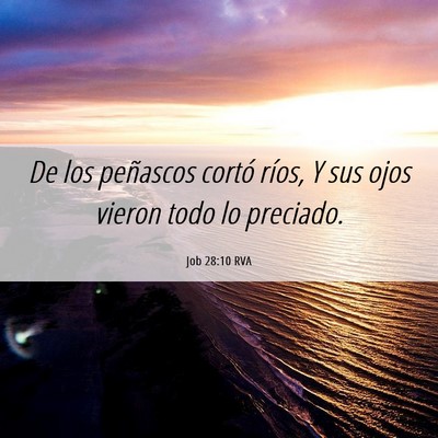 Picture 06 - Job 28:10 RVA - De los peñascos cortó ríos, Y sus ojos vieron - Bible Verse Picture