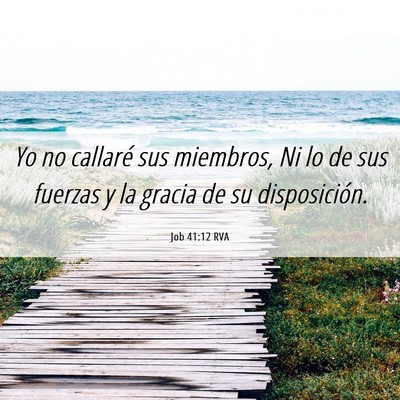 Picture 06 - Job 41:12 RVA - Yo no callaré sus miembros, Ni lo de sus fuerzas - Bible Verse Picture