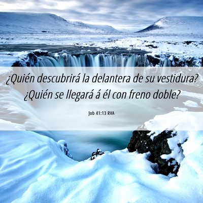 Picture 06 - Job 41:13 RVA - ¿Quién descubrirá la delantera de su - Bible Verse Picture