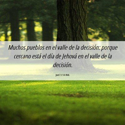Picture 06 - Joel 3:14 RVA - Muchos pueblos en el valle de la decisión: - Bible Verse Picture